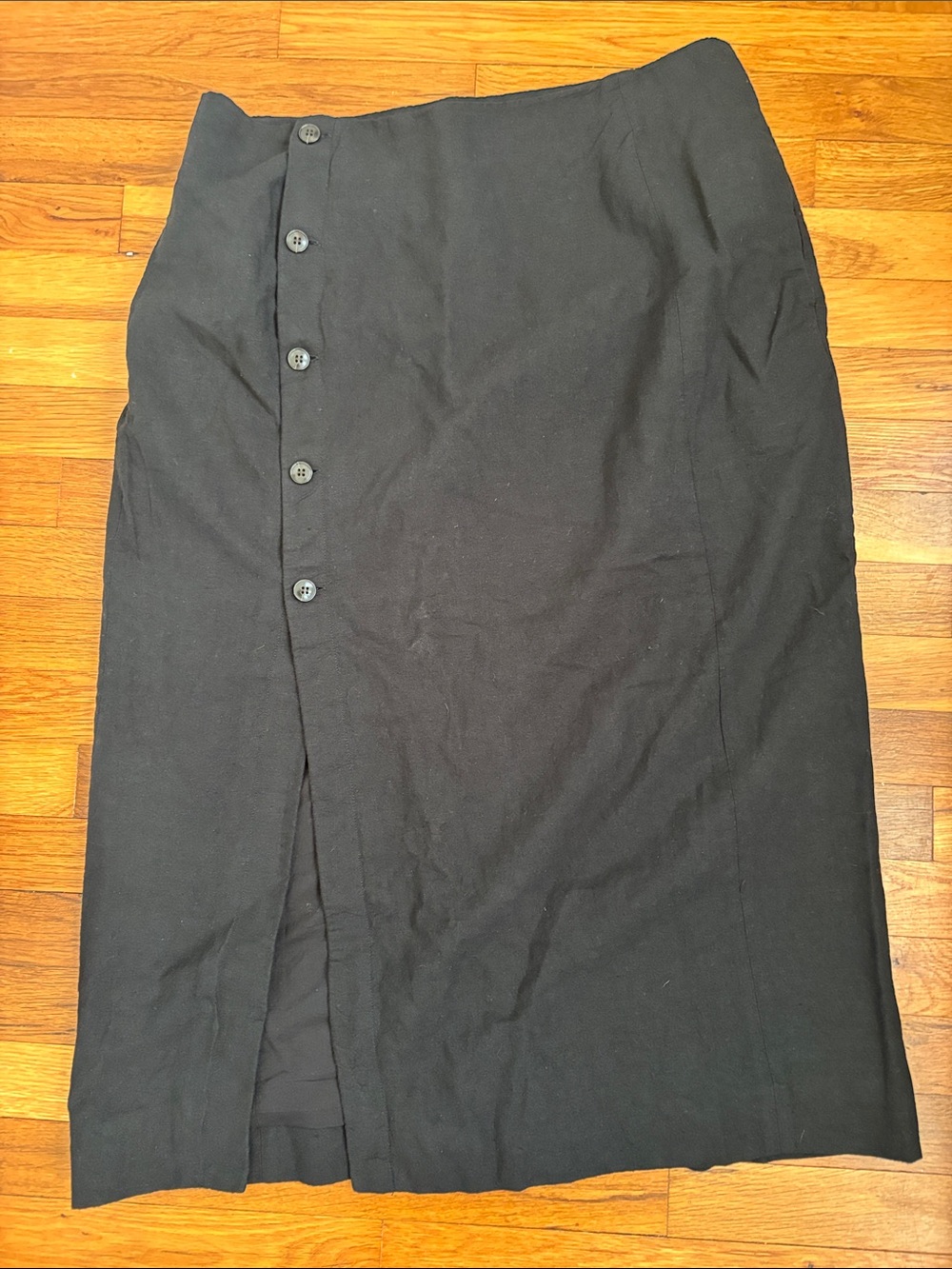 Madewell Black Button-Front Midi Skirt